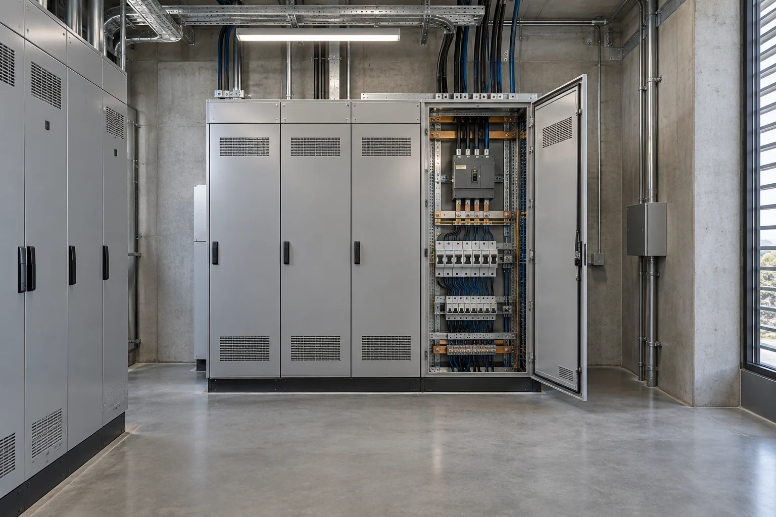 Tableros eléctricos de referencia con gabinete y cableado ordenado